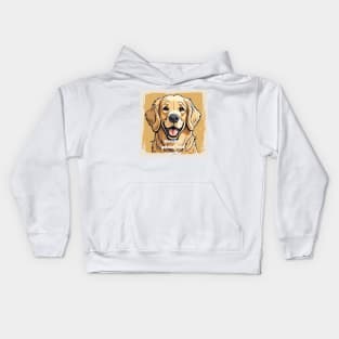 spending golden time together golden retriever potrait painting quote Kids Hoodie